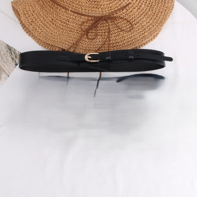 Black Layered Leather Waist Belt