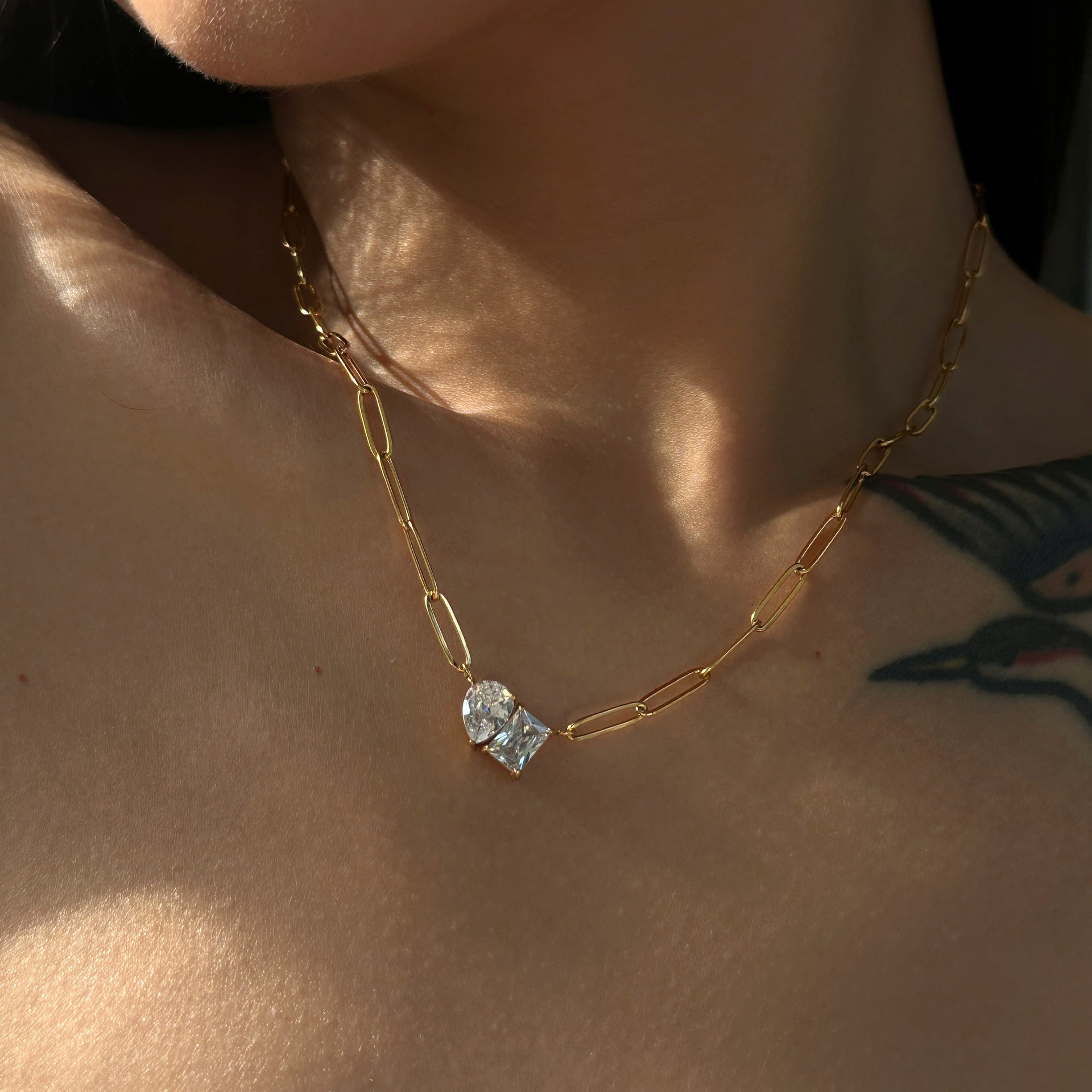 Pin Link Chain Gold Necklace