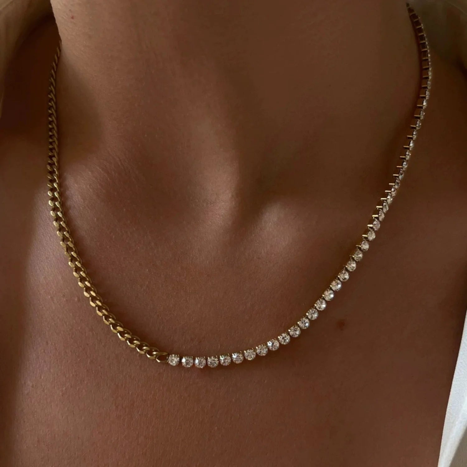Golden Tennis & Curb Necklace