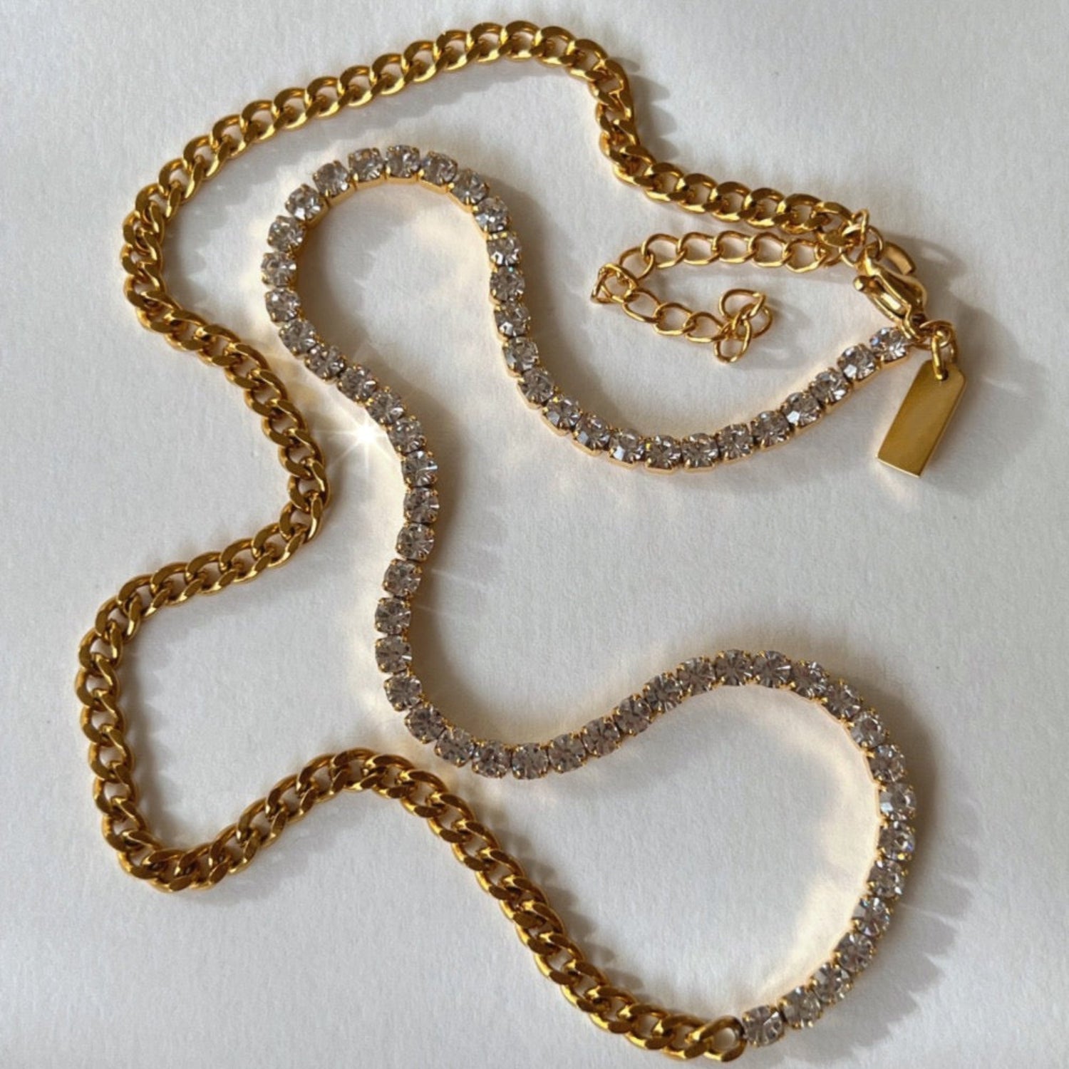 Golden Tennis & Curb Necklace