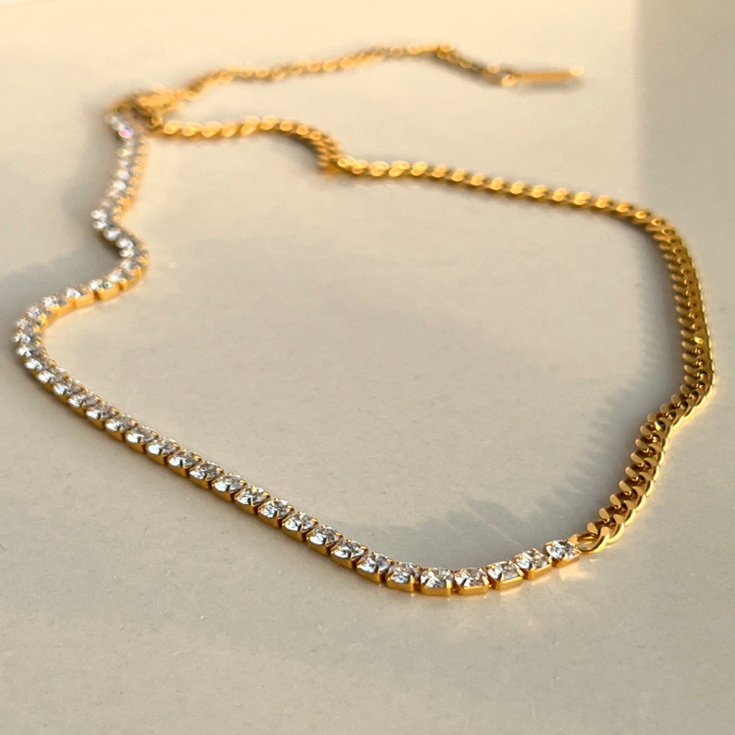 Golden Tennis & Curb Necklace