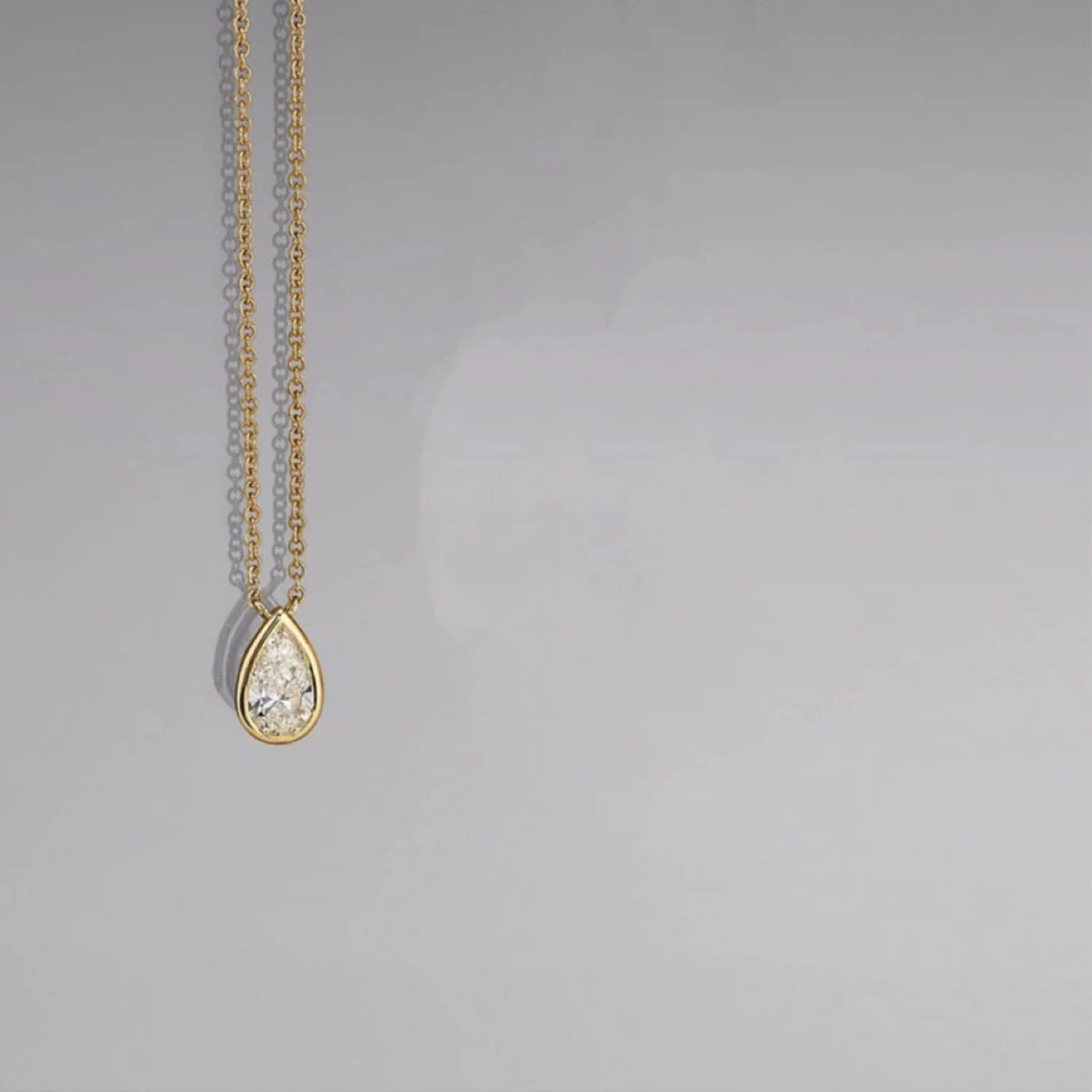 Gold Pear-Cut Solitaire Necklace