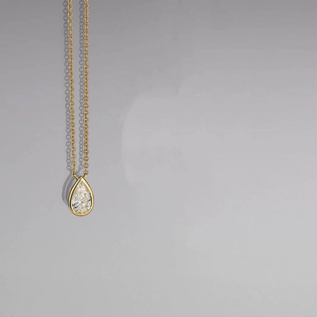 Gold Pear-Cut Solitaire Necklace