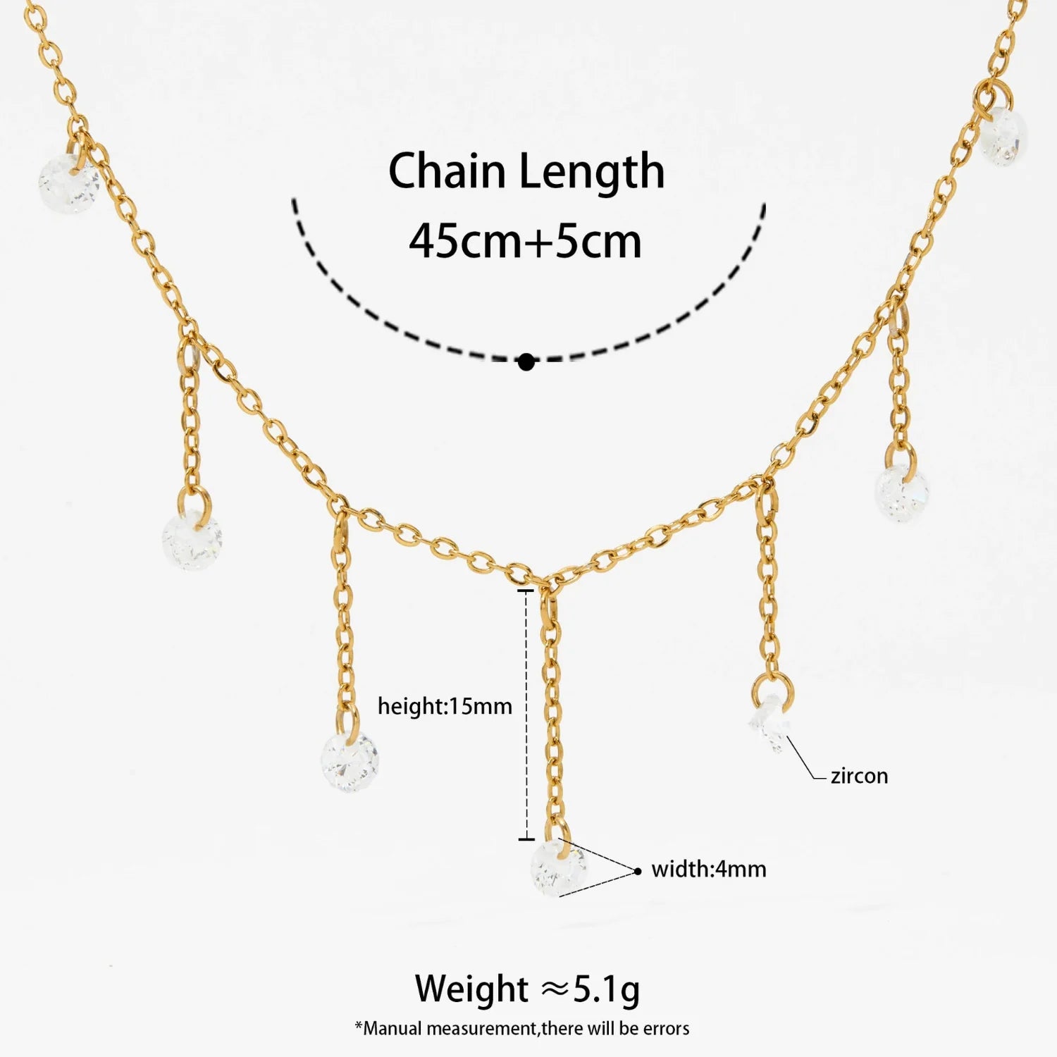 Gold Crystal Fringe Drop Necklace