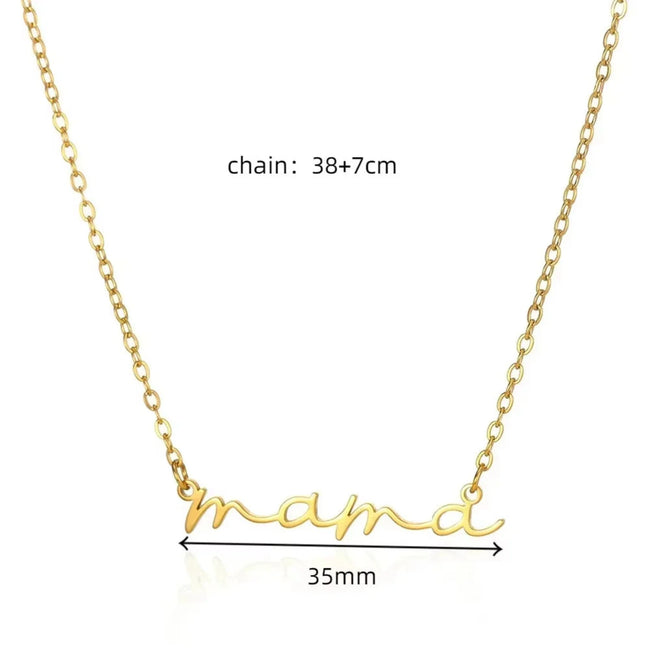 Gold Mama Script Necklace