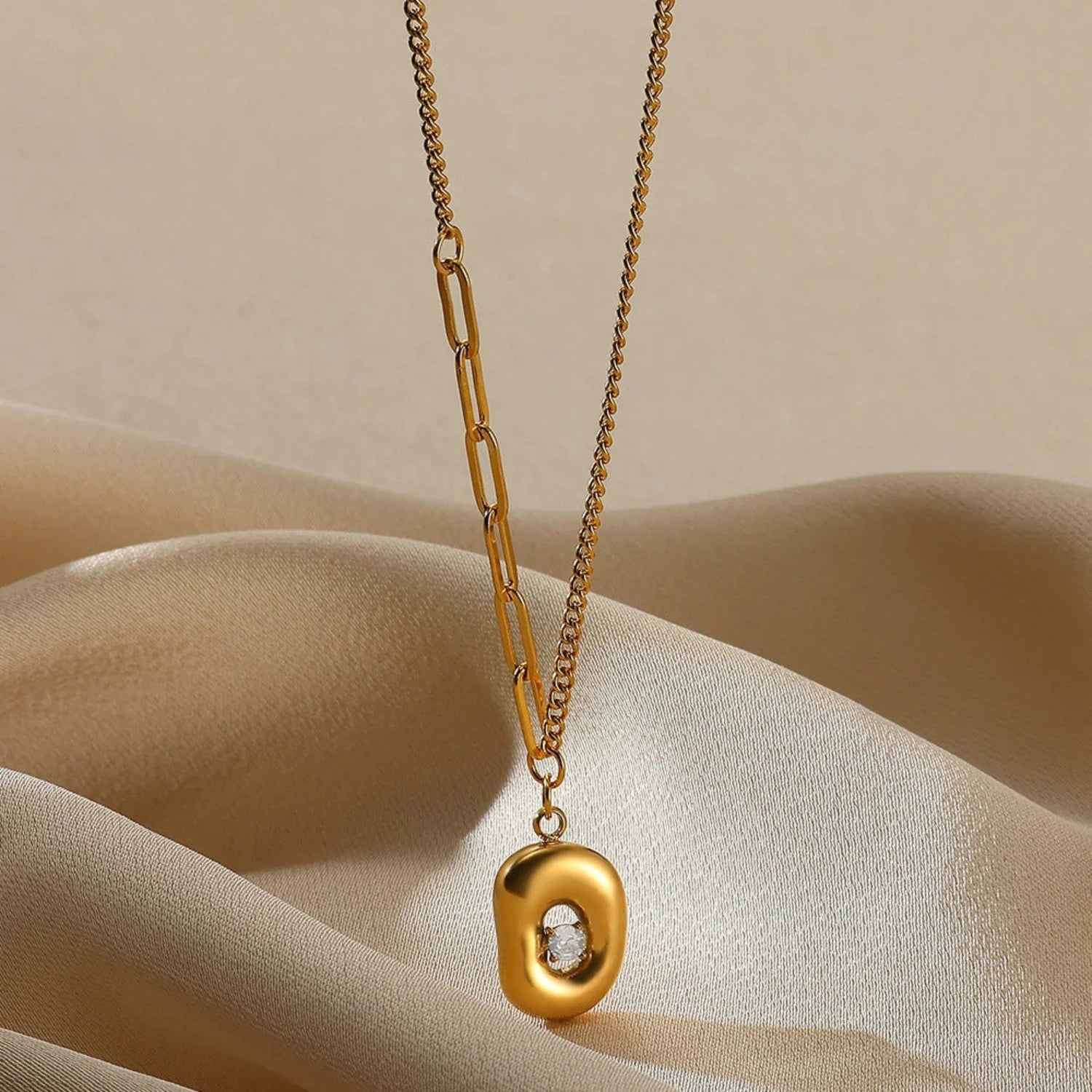 Gold Crystal Circle Necklace