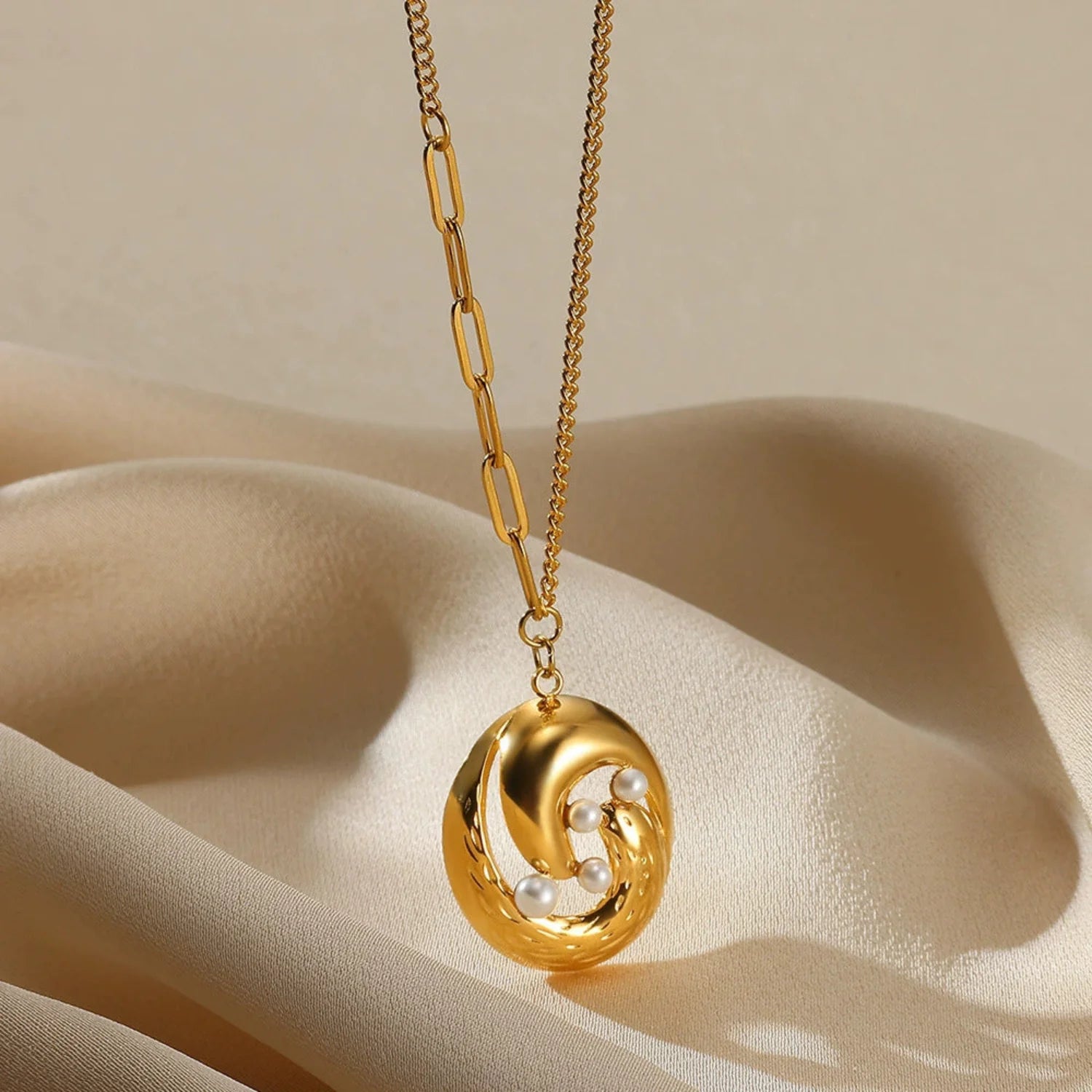 Gold Textured Orb Necklace