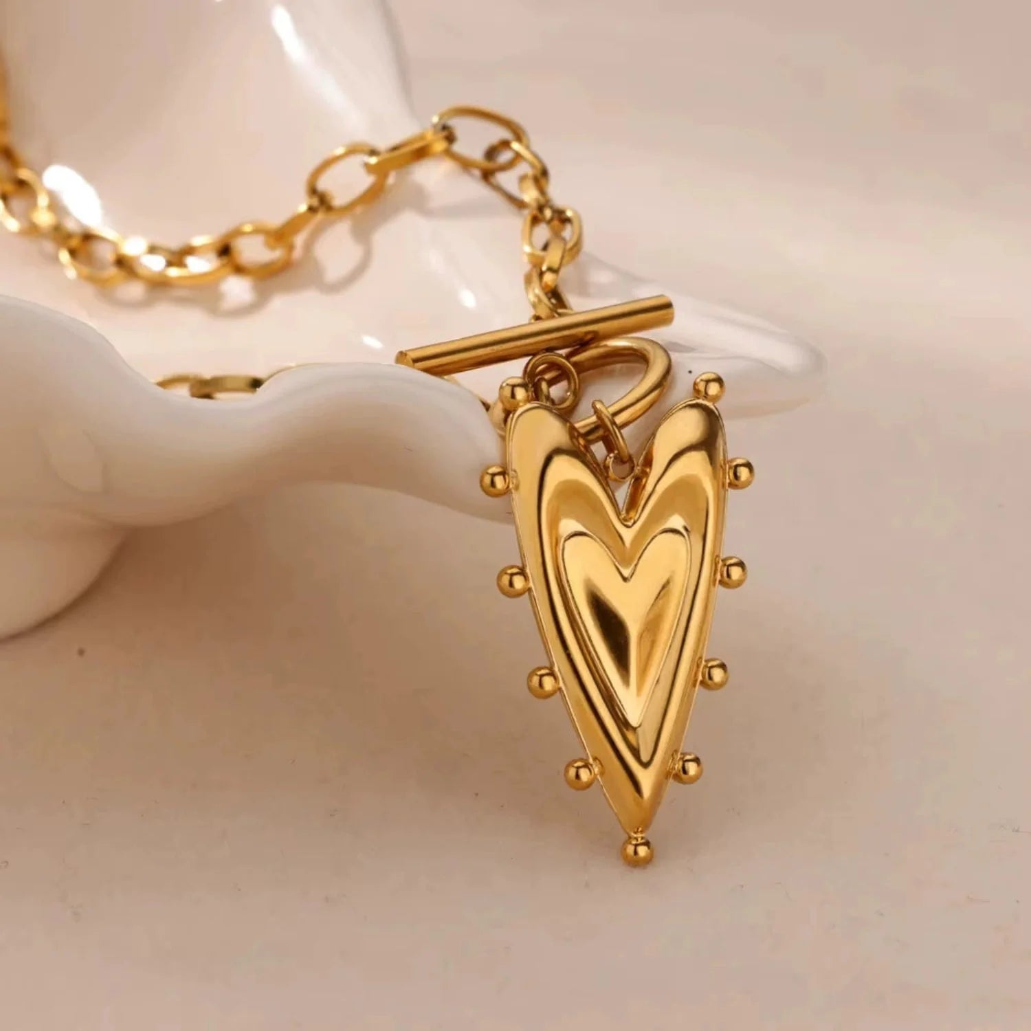 Gold Heart Toggle Necklace