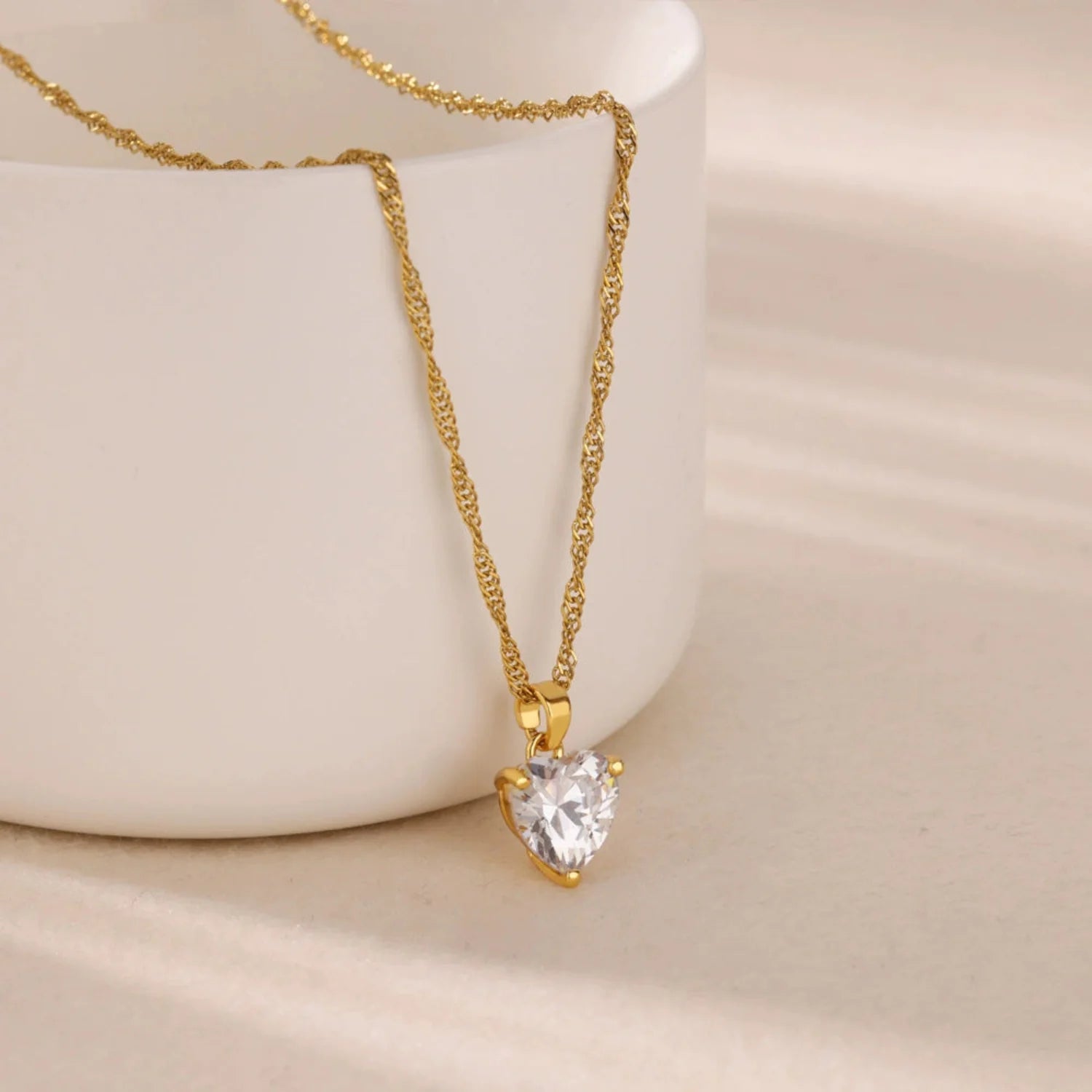 Heart Crystal Gold Necklace