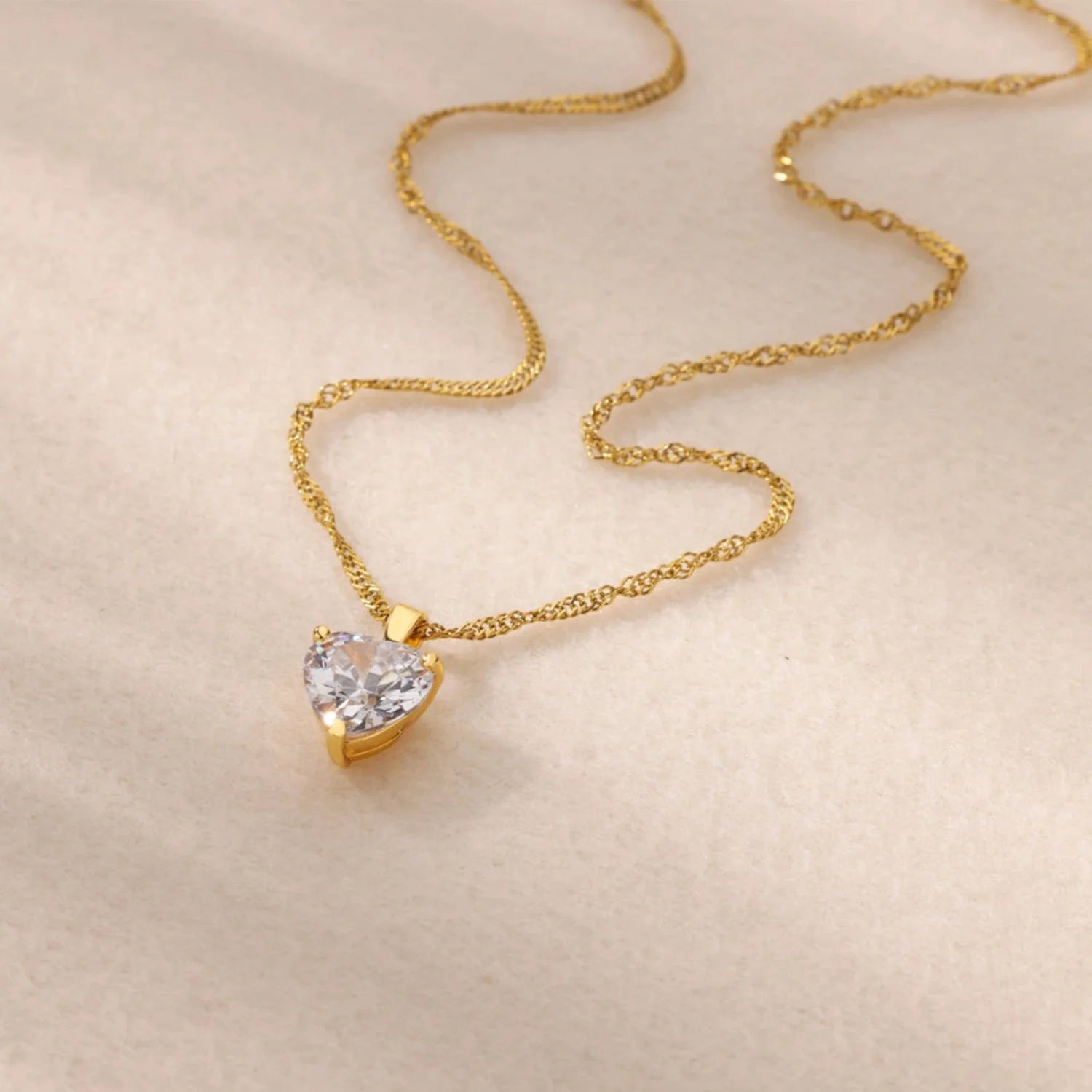 Heart Crystal Gold Necklace