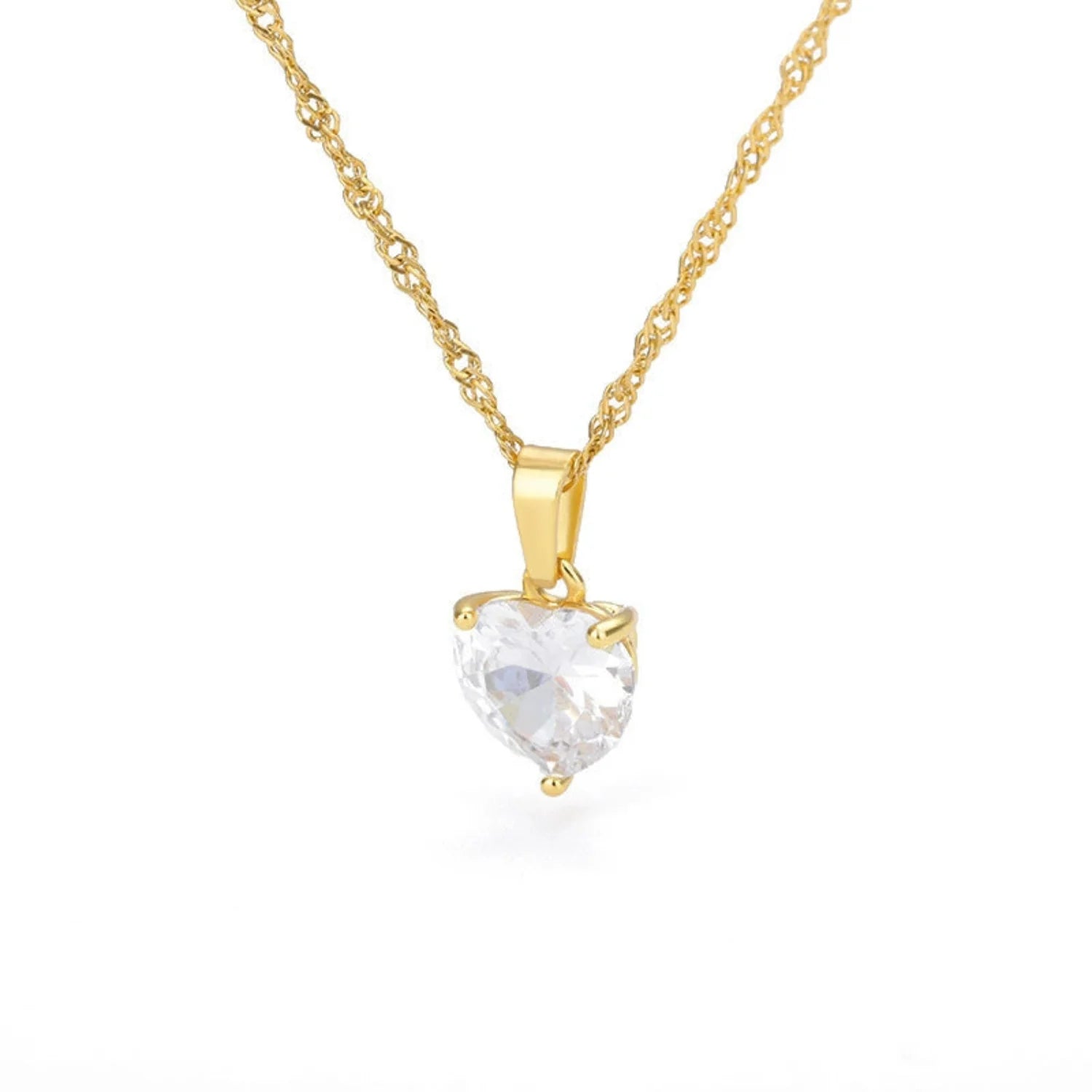 Heart Crystal Gold Necklace