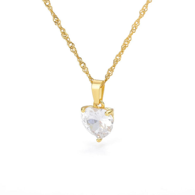 Heart Crystal Gold Necklace