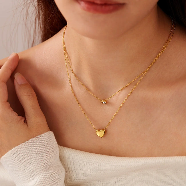 Gold Heart Layered Necklace