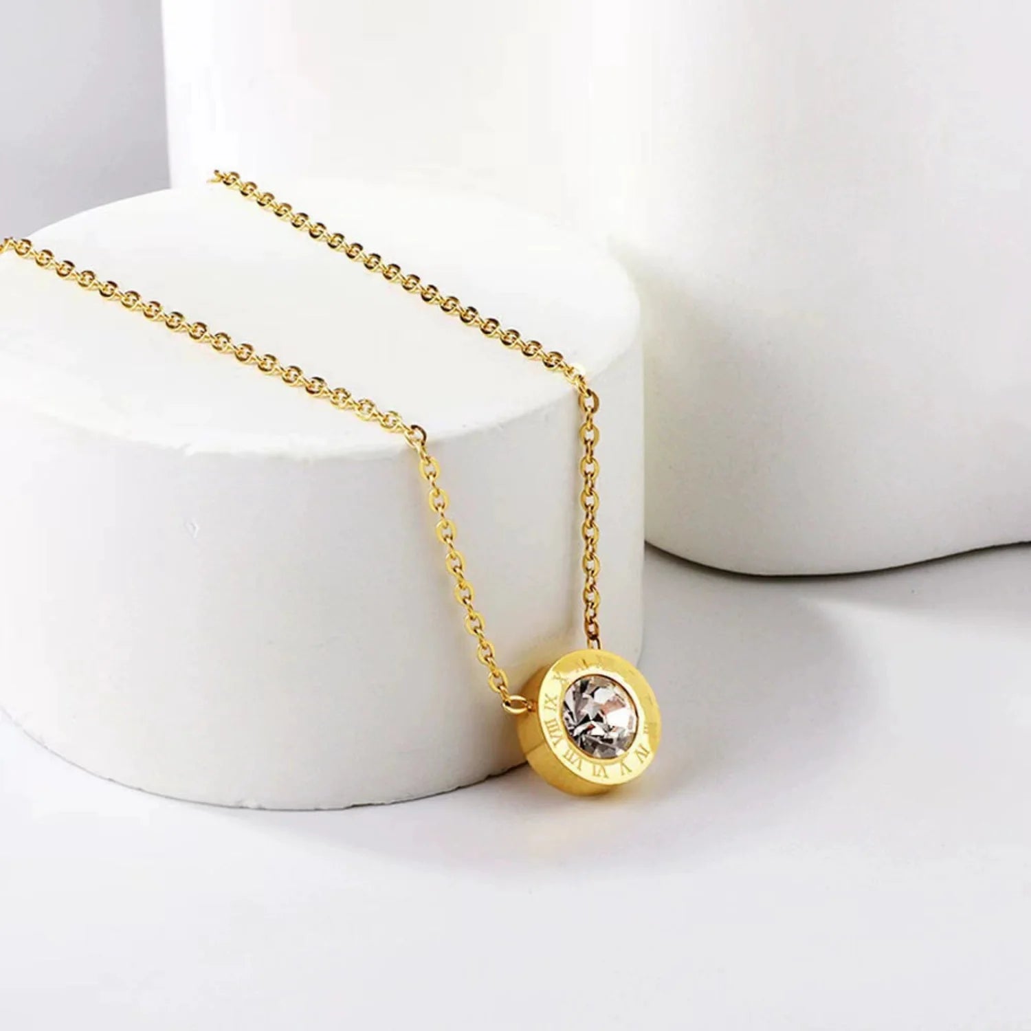 Roman Numeral Crystal Necklace