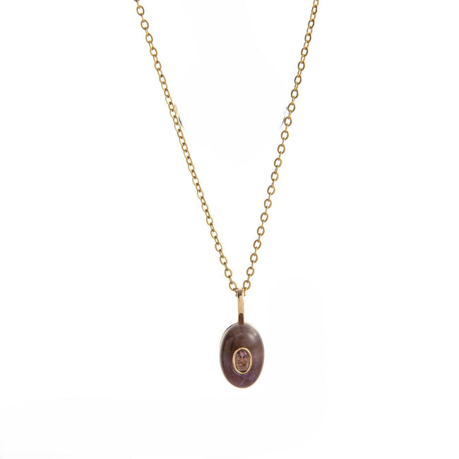 Purple Stone Oval Gold Necklace