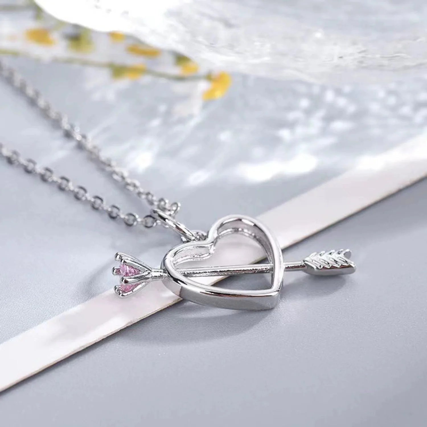 Silver Heart and Arrow Necklace