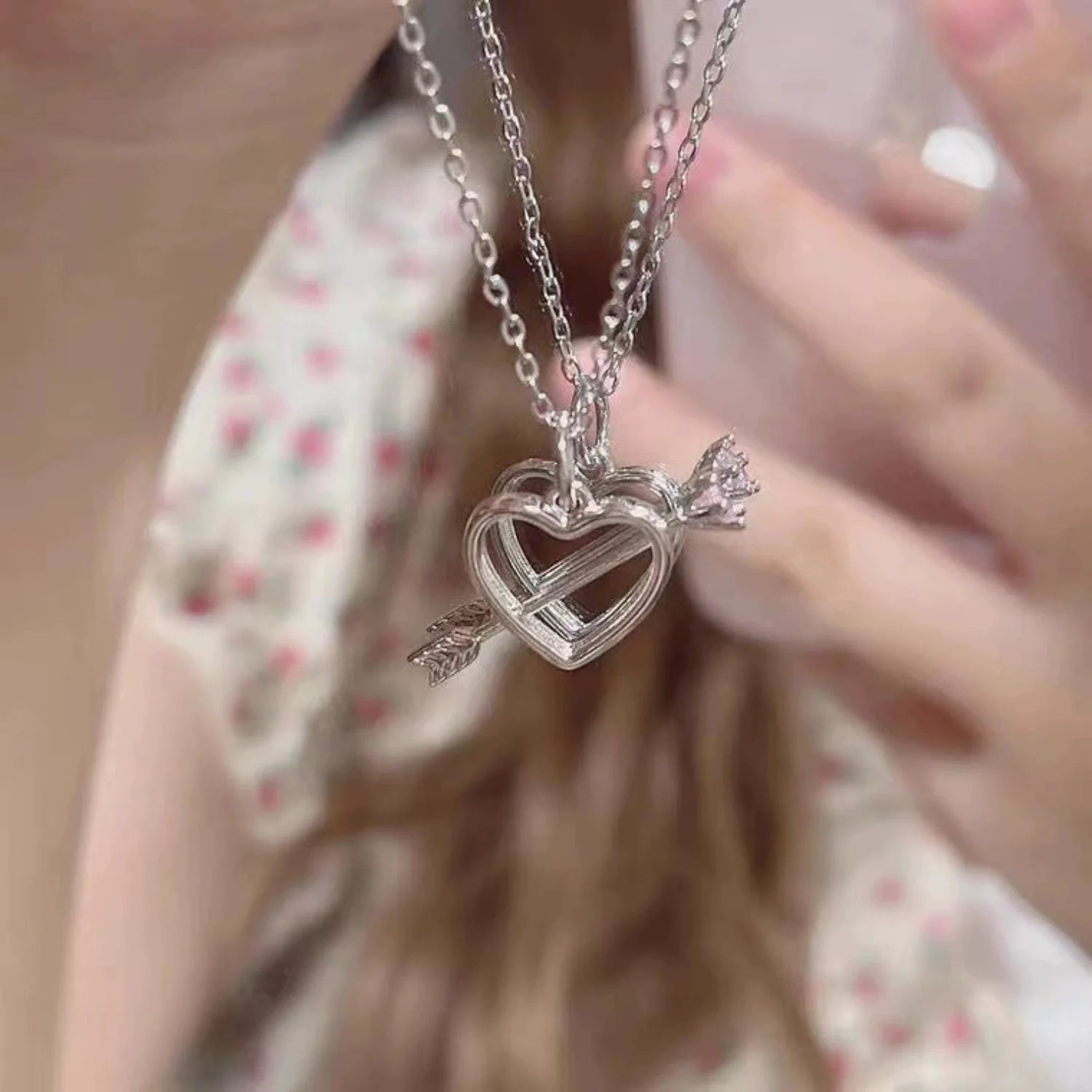 Silver Heart and Arrow Necklace