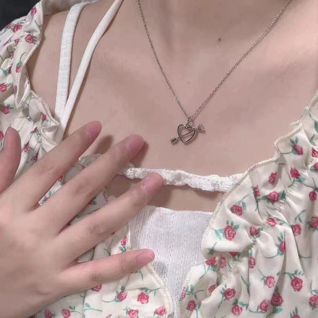 Silver Heart and Arrow Necklace