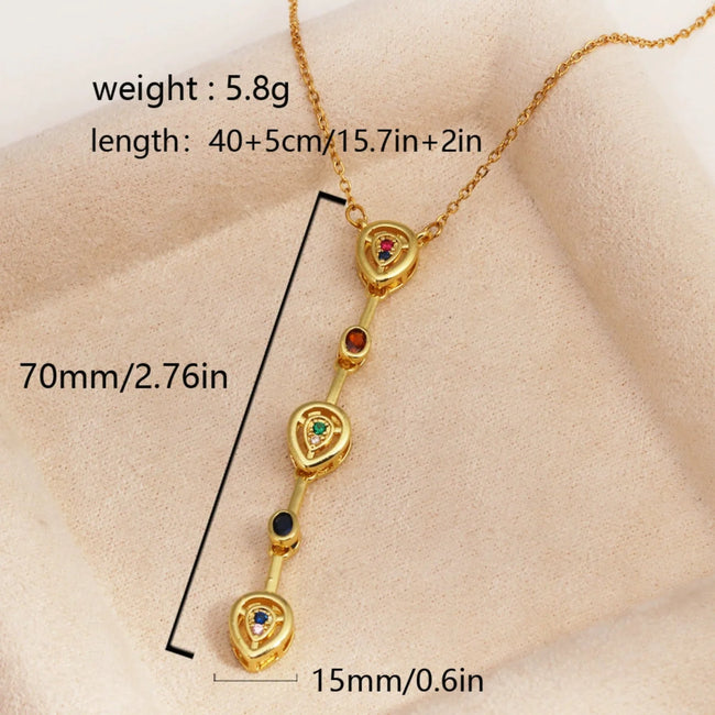 Gold Rainbow Teardrop Drop Necklace