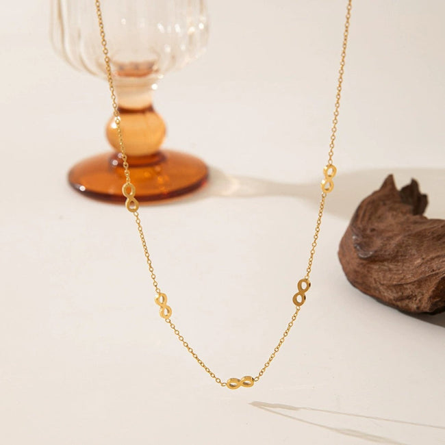 Gold Infinity Station Chain Necklace