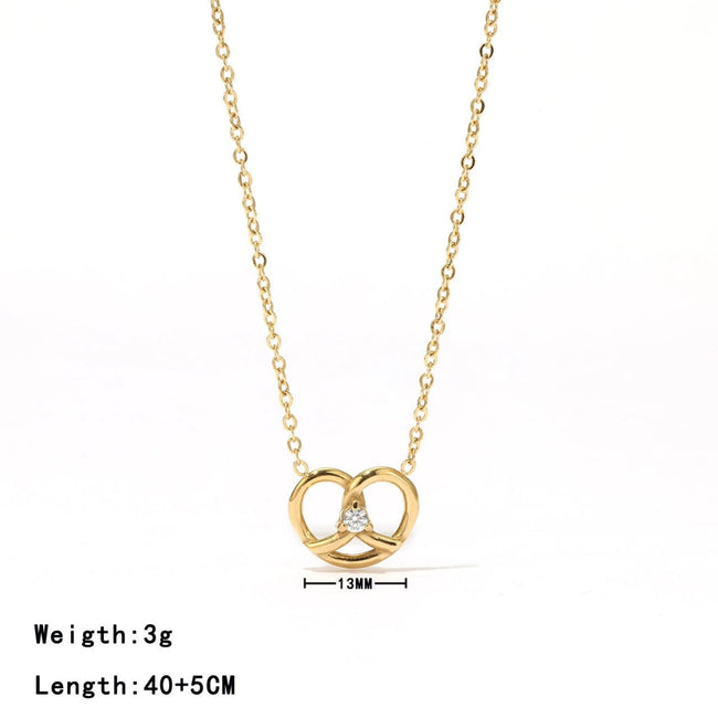 Gold Pretzel Knot Crystal Necklace