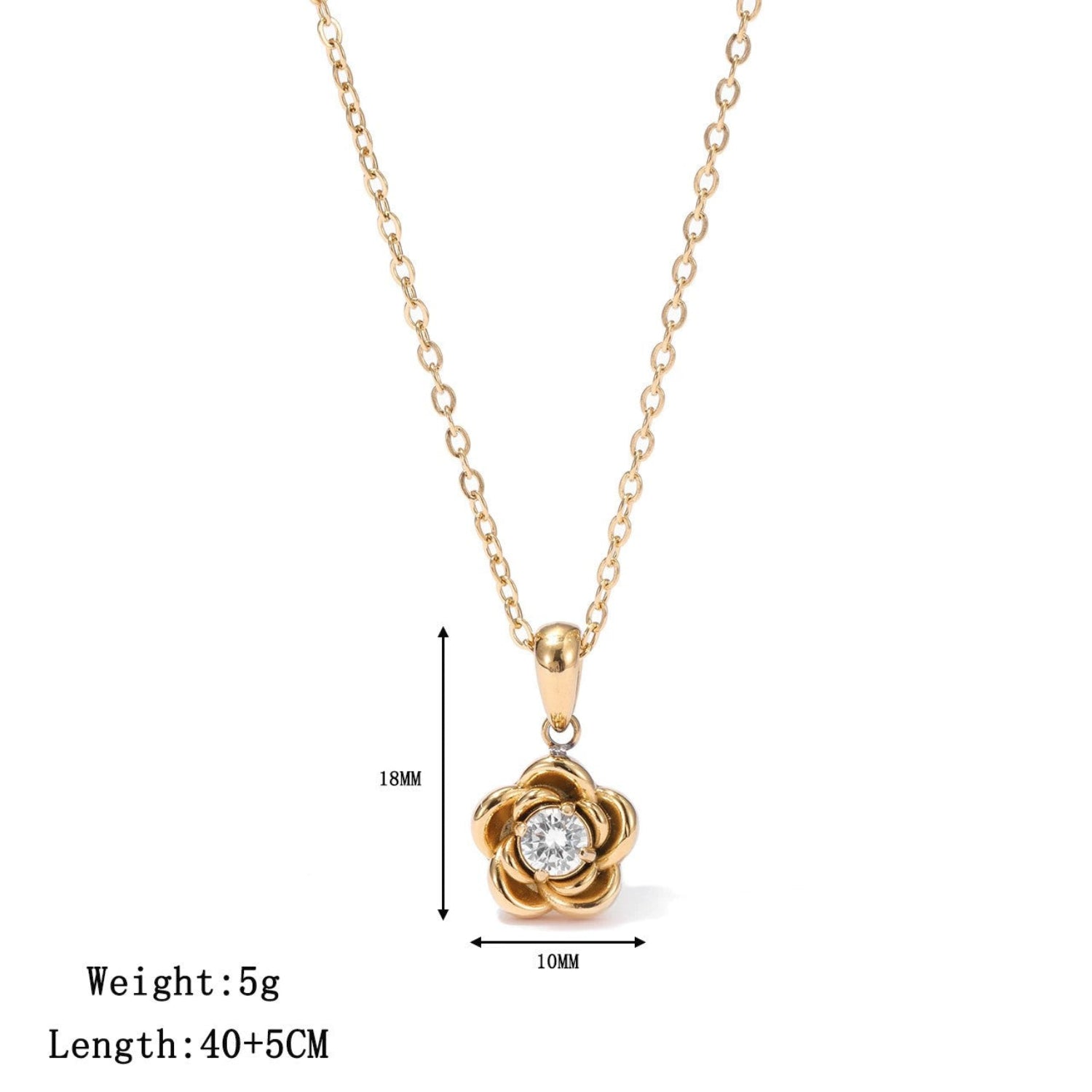 Gold Rose Crystal Pendant Necklace