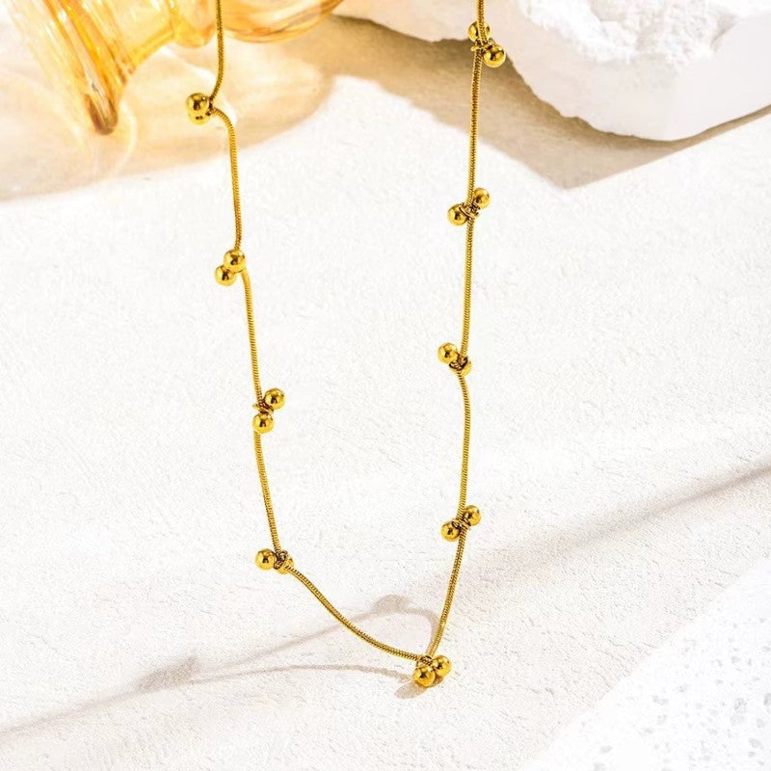 Gold Beaded Snake Chain Necklace