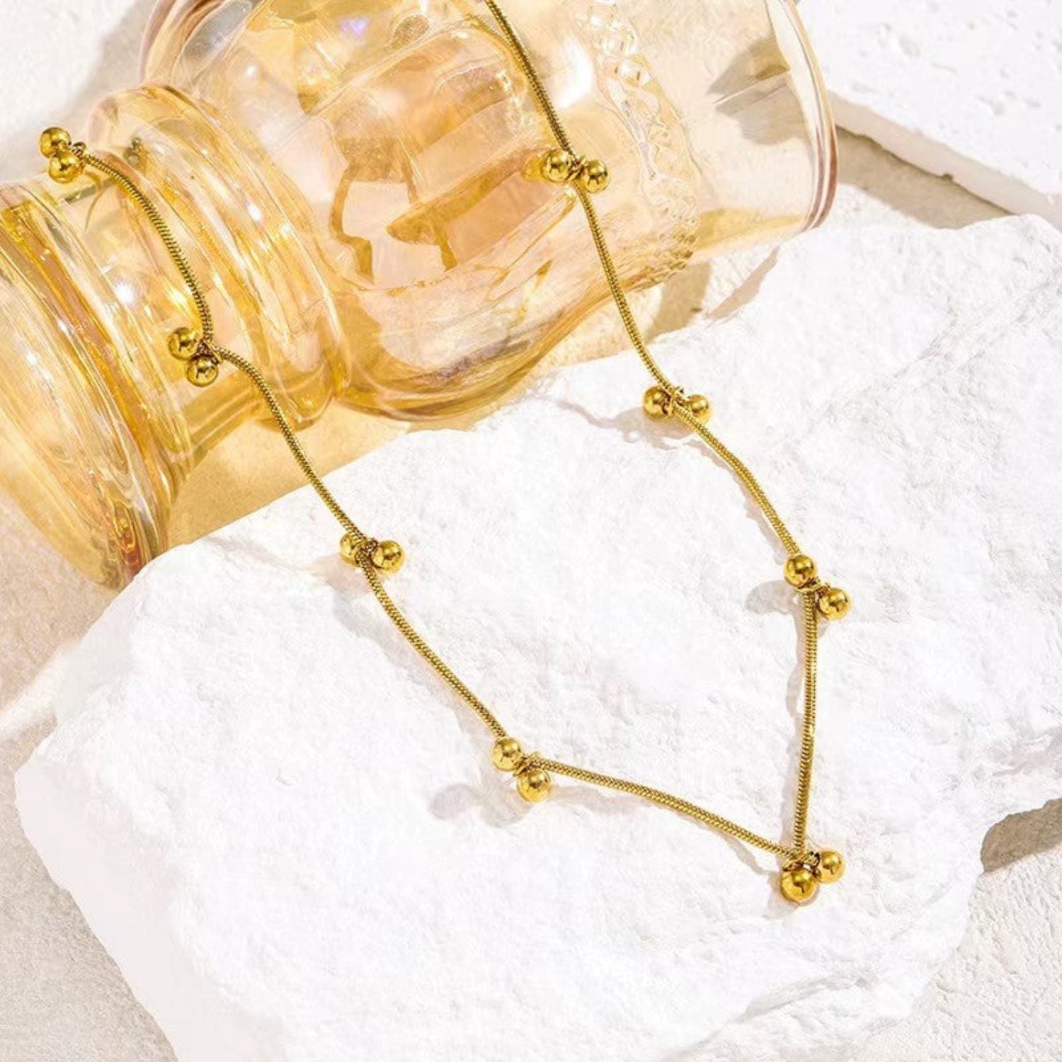 Gold Beaded Snake Chain Necklace