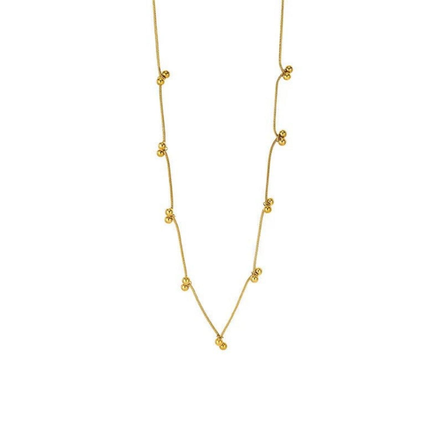 Gold Beaded Snake Chain Necklace