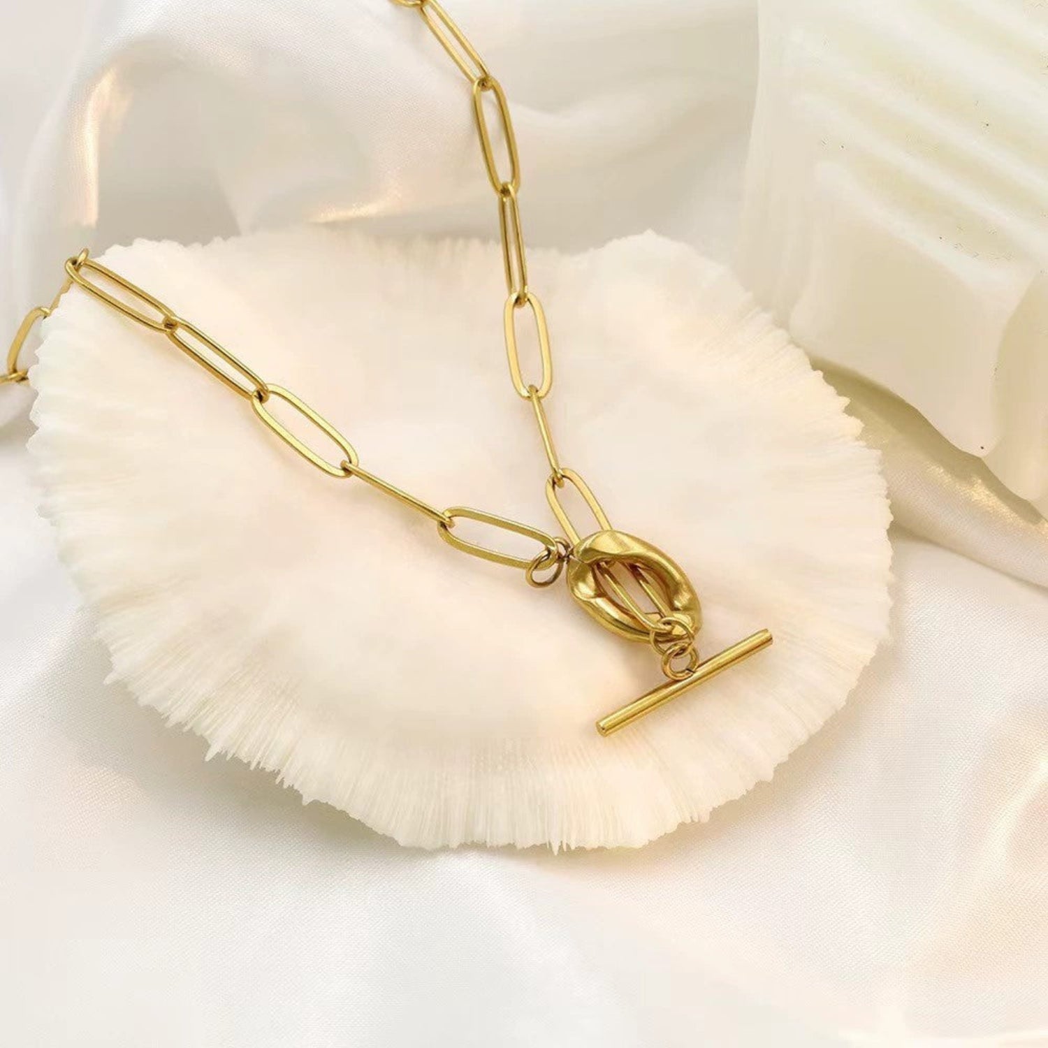 Gold Heart Crystal Station Necklace