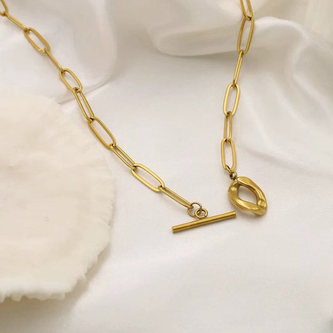 Gold Heart Crystal Station Necklace