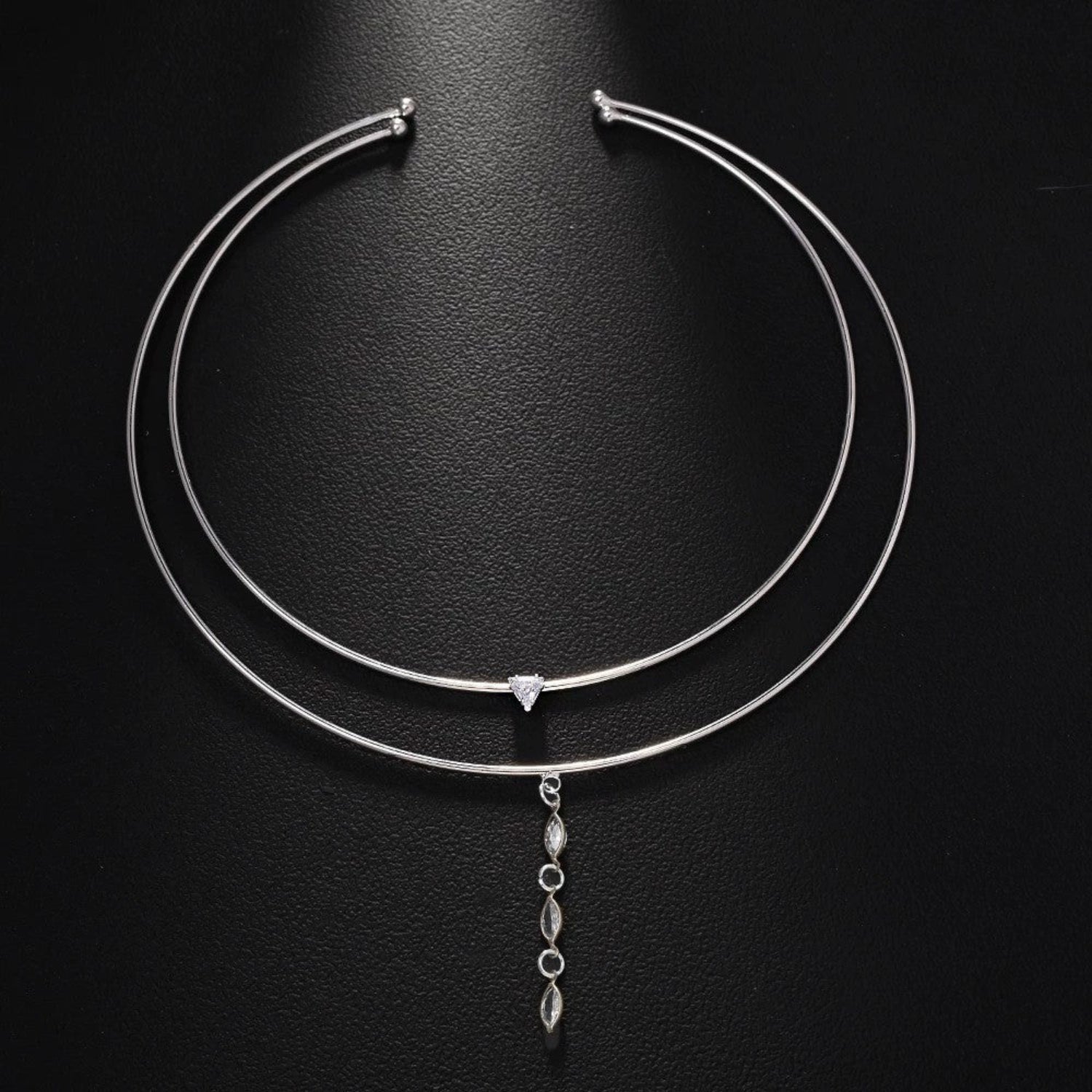 Double Hoop Silver Crystal Choker