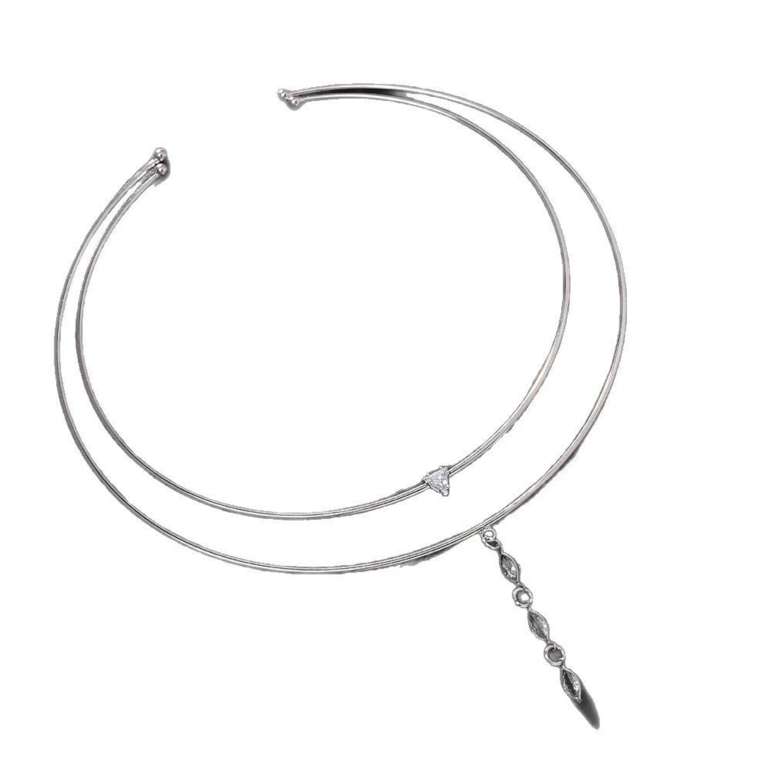 Double Hoop Silver Crystal Choker