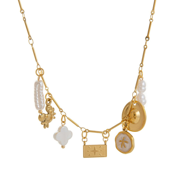 Gold Multi-Charm Eclectic Statement Necklace