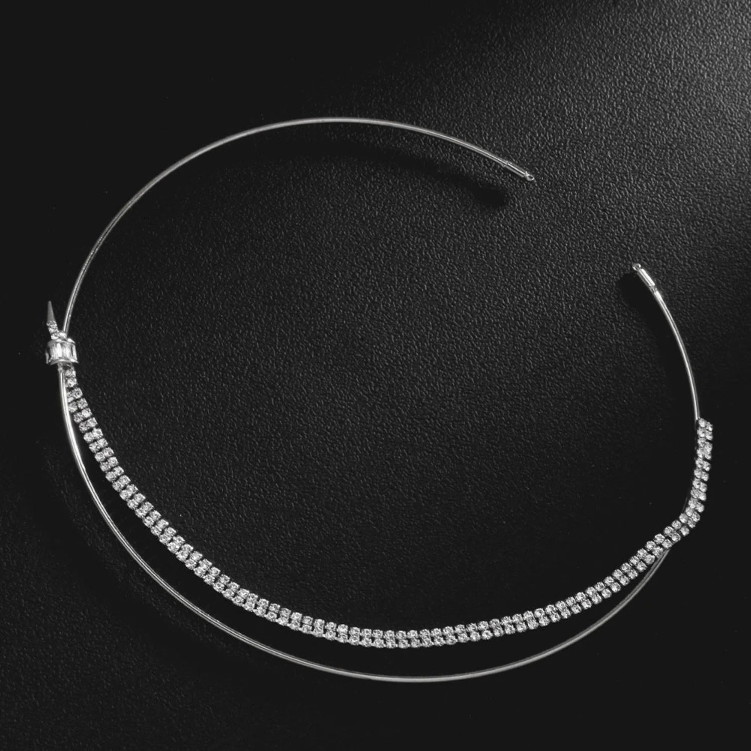 Silver Double Row Crystal Choker