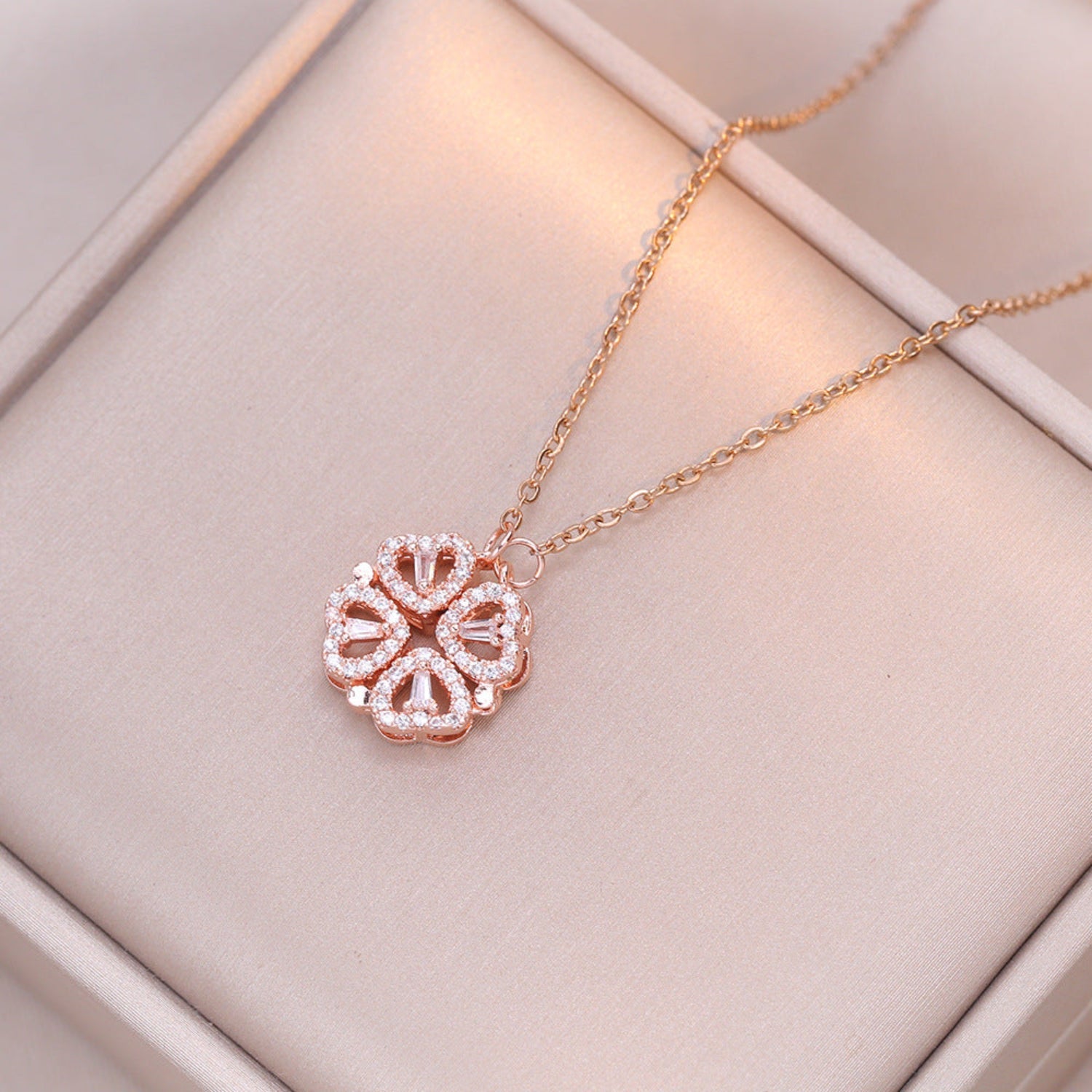 Rose Gold Clover Heart Necklace