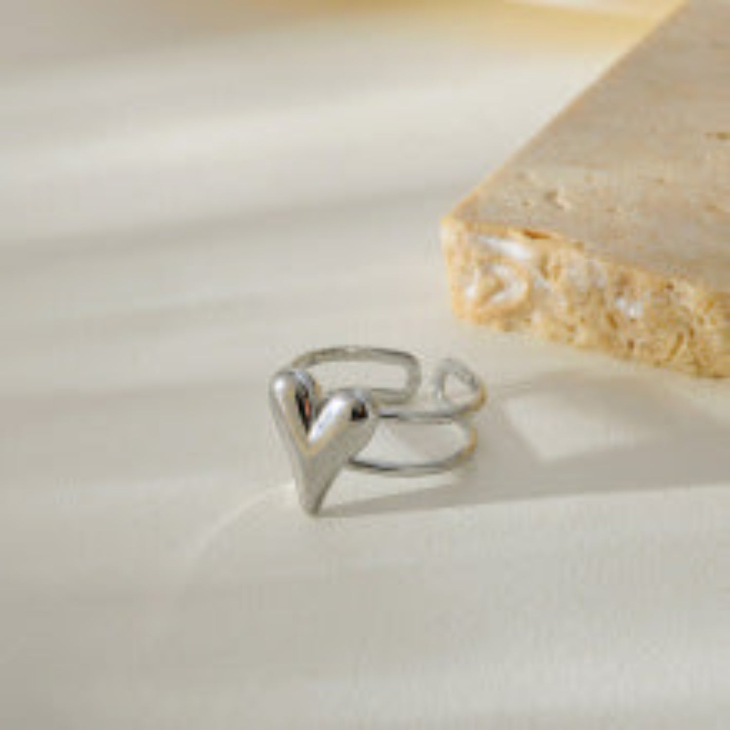 Dainty Silver Adjustable Heart Ring