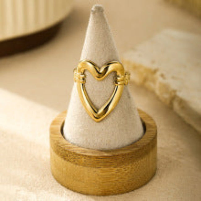 Elegant Open Heart Gold Ring