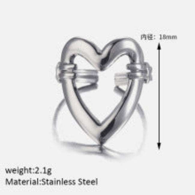 Elegant Open Heart Silver Ring