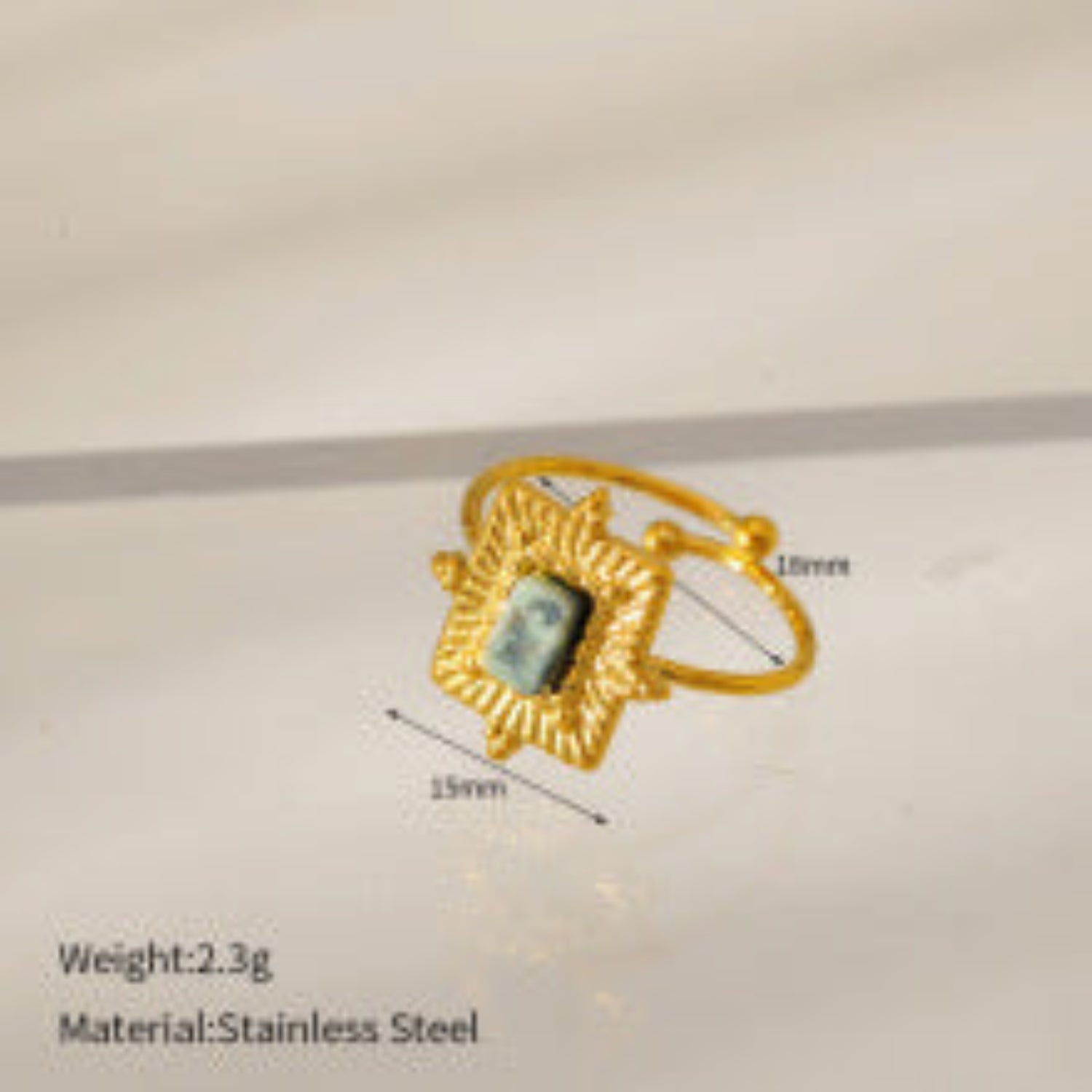 Delicate Green Gem Gold Ring