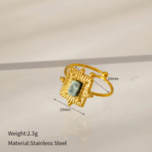 Delicate Green Gem Gold Ring