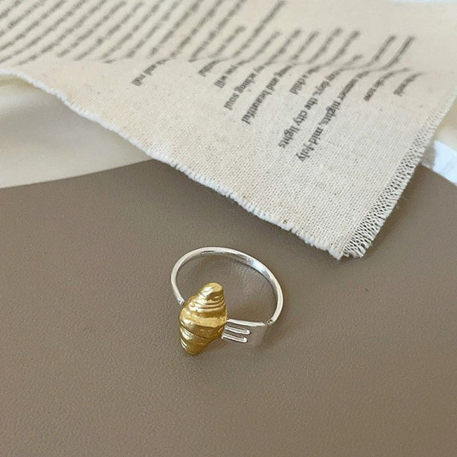 Croissant Charm Adjustable Ring