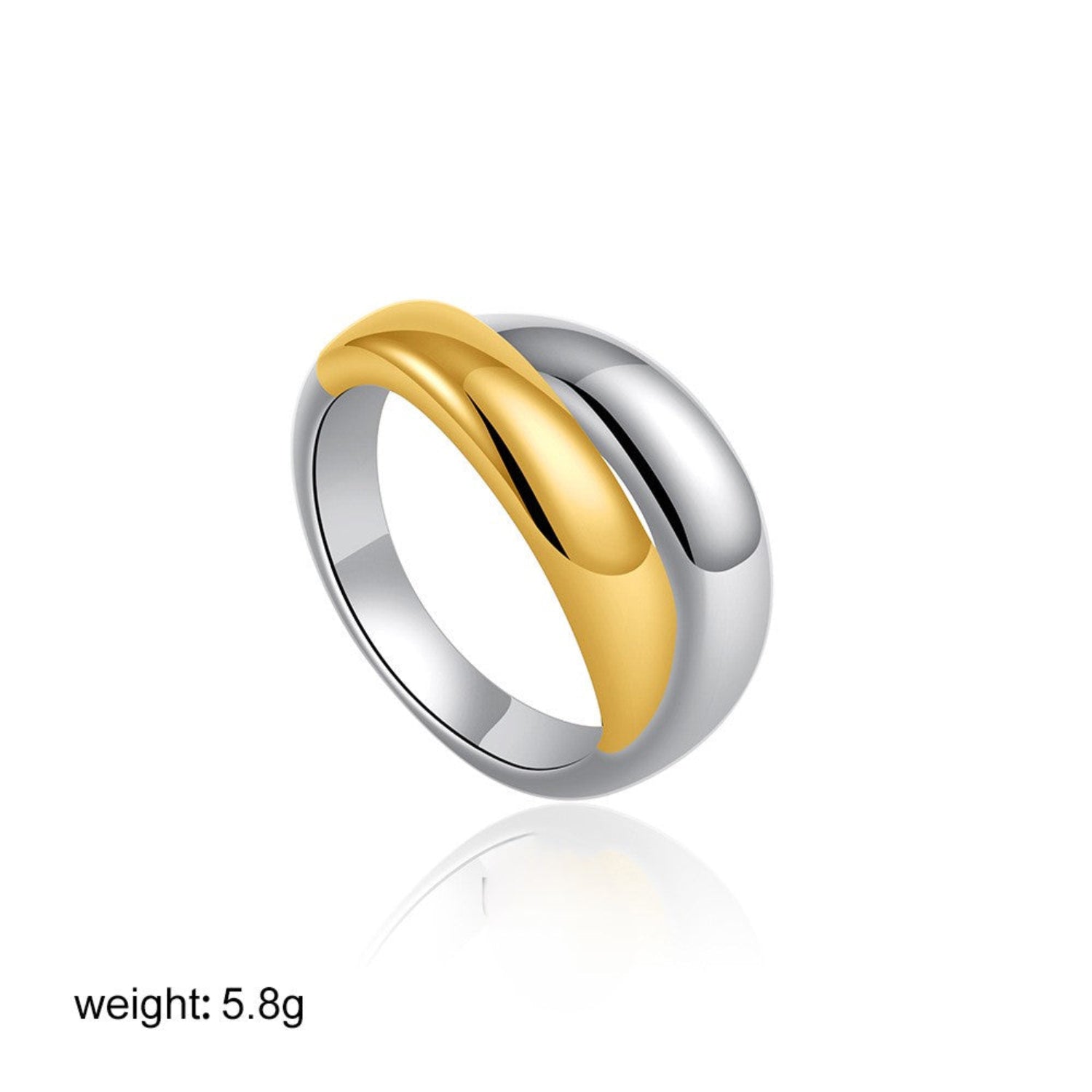 Sleek Two-Tone Interlocking Band Ring