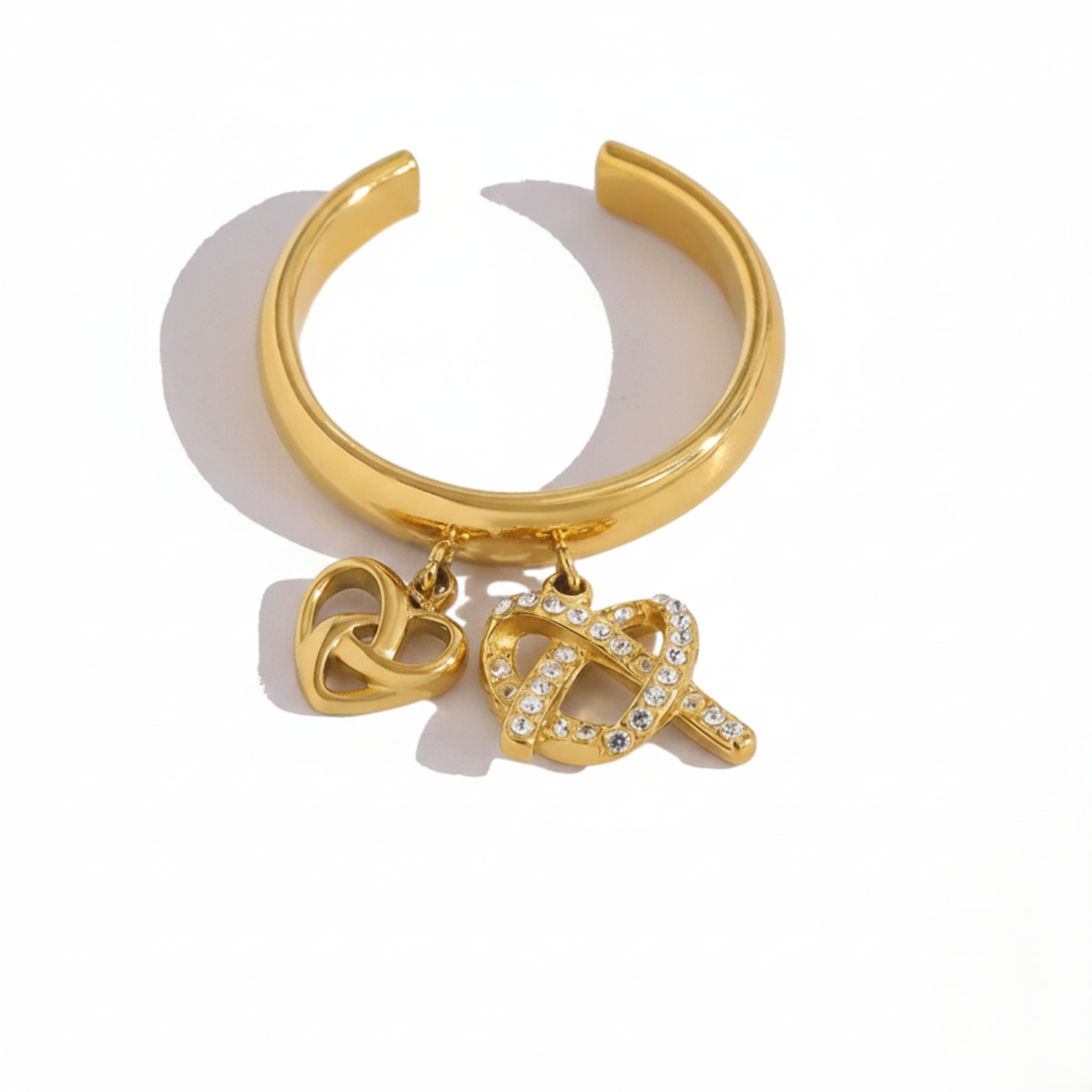 Gold Dual Bow Charm Ring