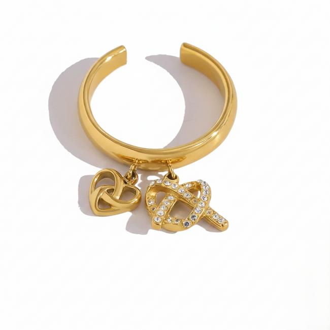 Gold Dual Bow Charm Ring