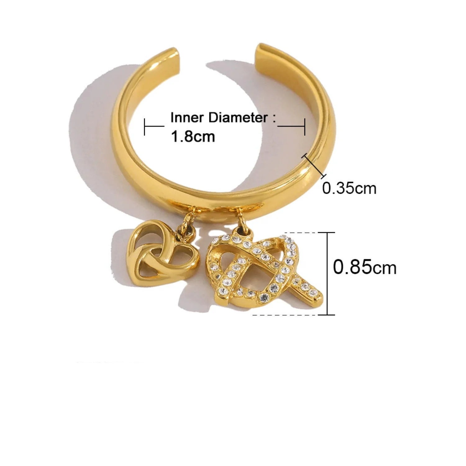 Gold Dual Bow Charm Ring