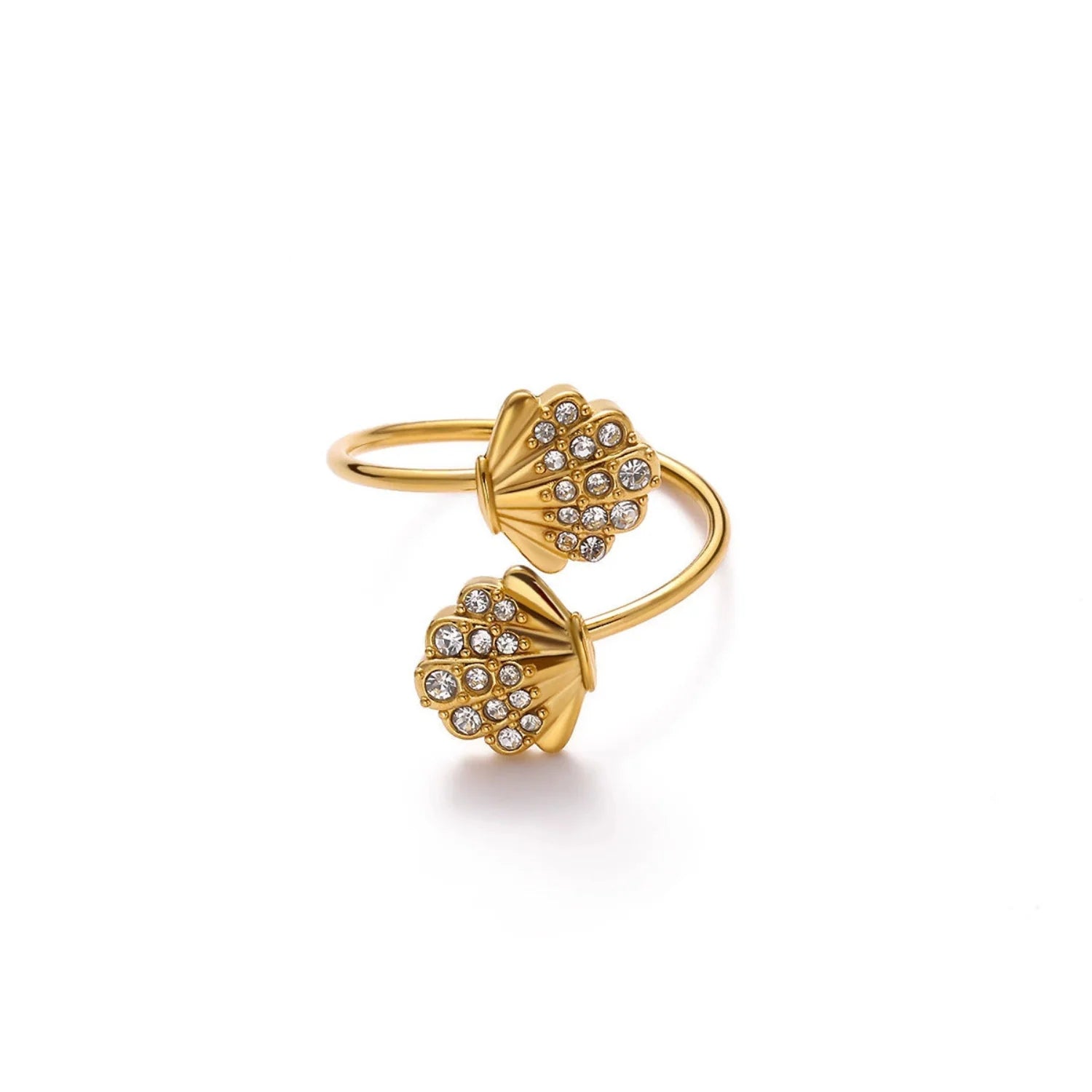 Gold Crystal Shell Wrap Ring