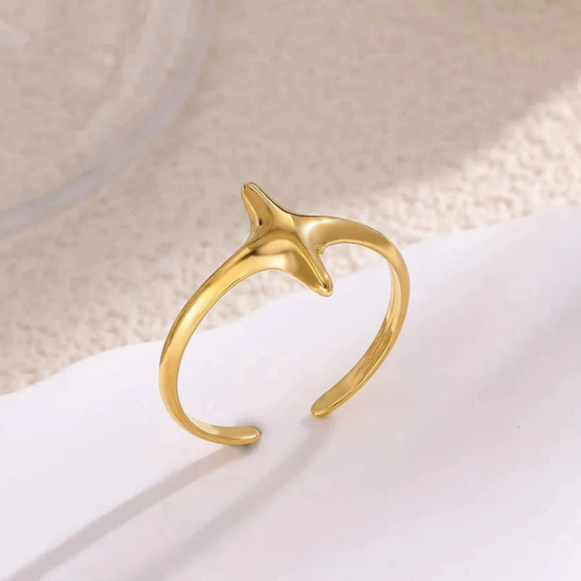 Minimalist Gold Starburst Wrap Ring