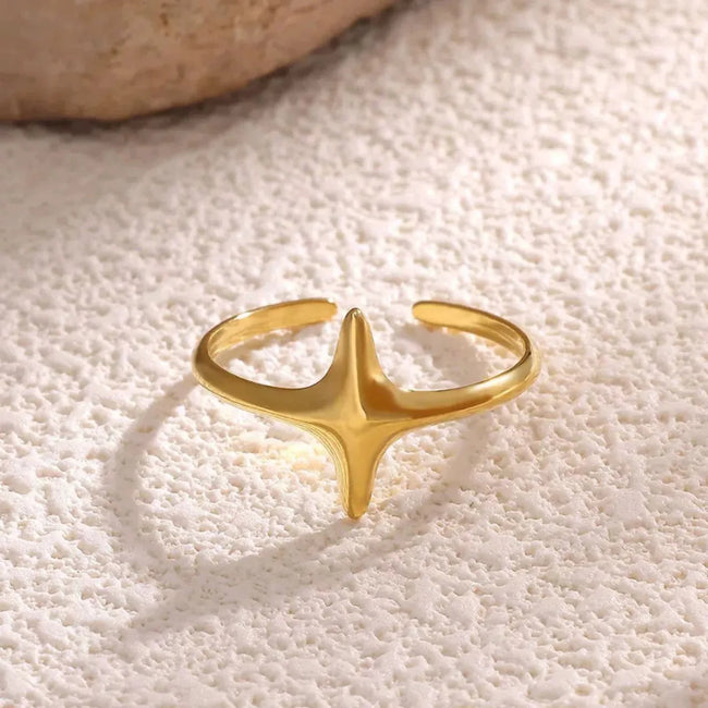 Minimalist Gold Starburst Wrap Ring