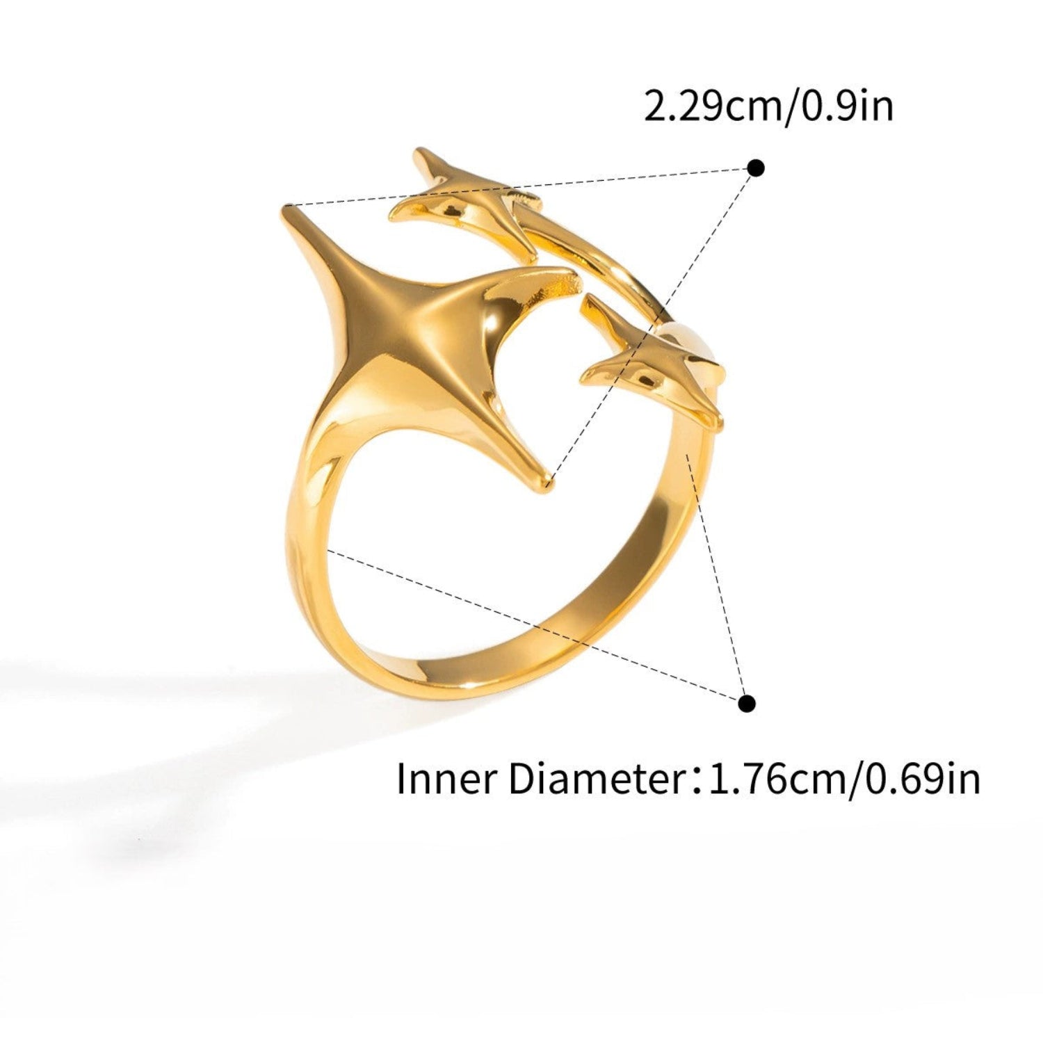Gold Triple Starburst Statement Ring